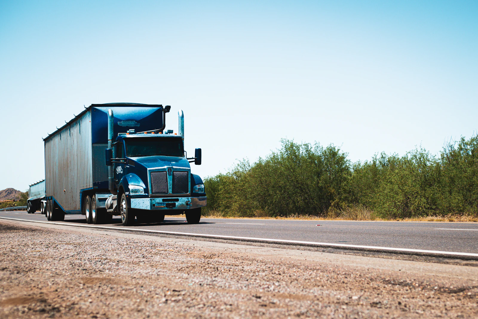 Semi truck on a desert highway